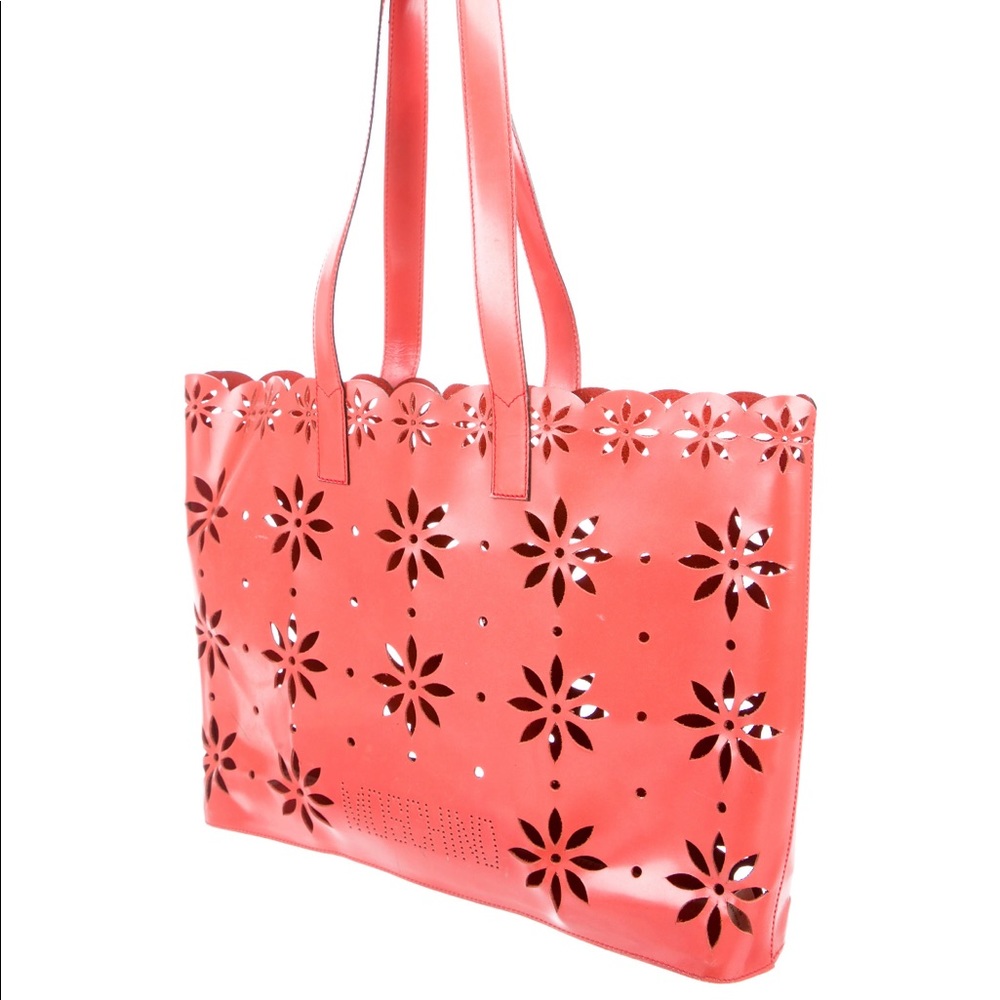 MOSCHINO pink floral cut beach bag